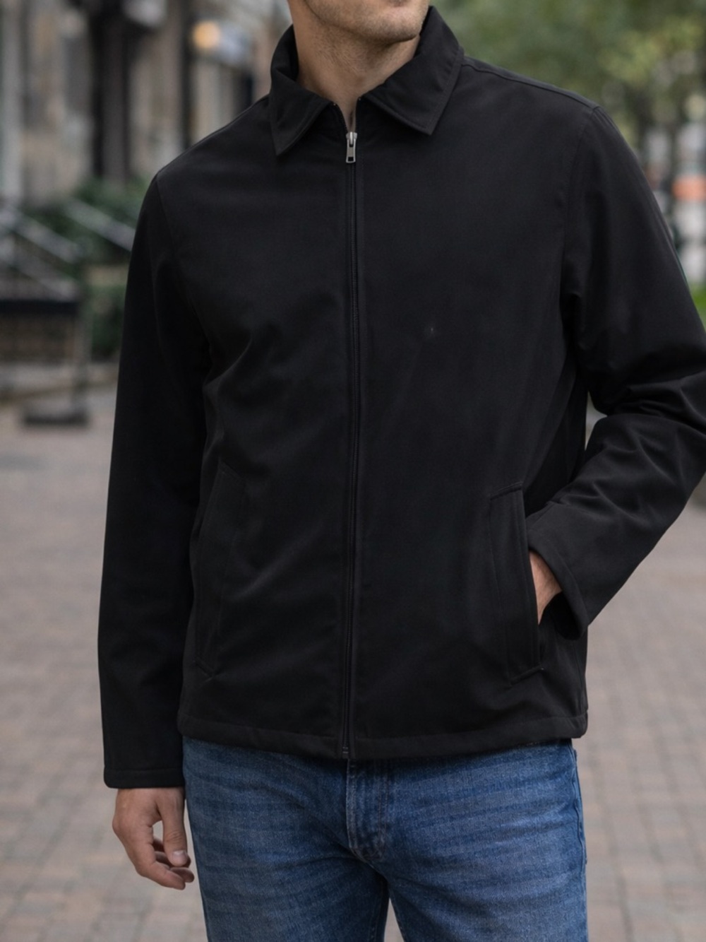 Kenneth Cole Reaction Black Lightweight Jacket Full Zip Mock Neck Coat Men’s XXL